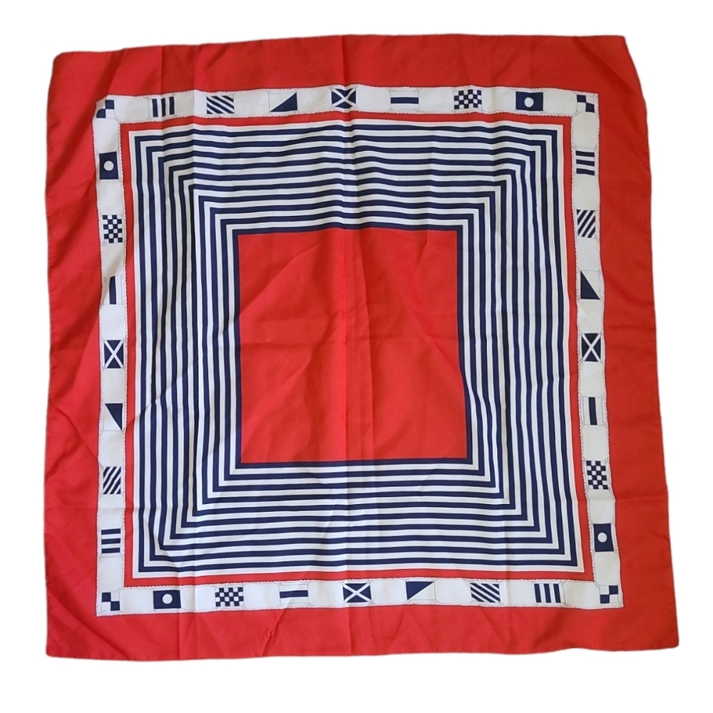 VTG Glentex Polyester Square Striped Scarf Made In Italy